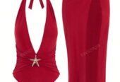 traje de baño rojo