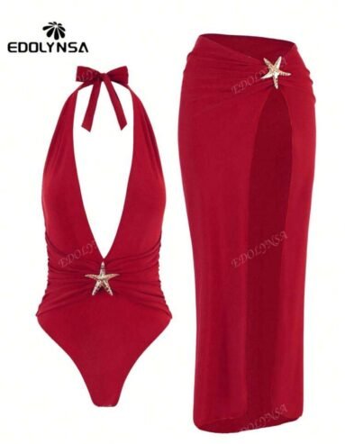 traje de baño rojo